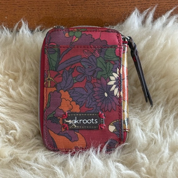 Sakroots Burgundy Floral Cell Phone Wallet Wristlet - Picture 3 of 4